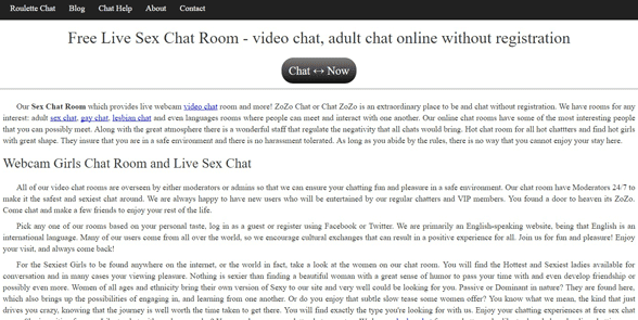 Screenshot der Chat Zozo-Startseite