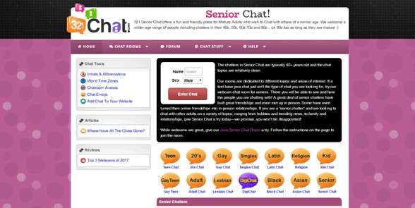 Screenshot der Seniorenseite von 321Chat